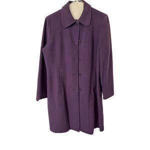 Lands End Purple Wool Trench Coat Women’s Size 16